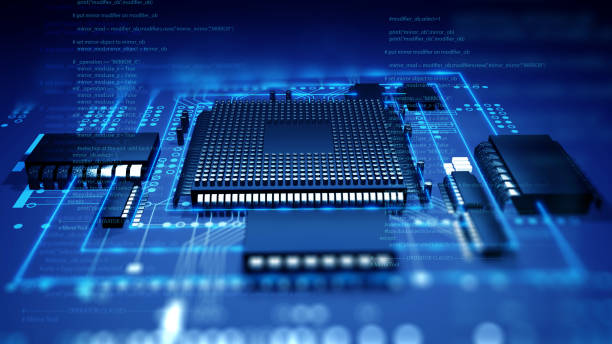 istock 3d rendering  of futuristic blue circuit board and cpu 1204335728