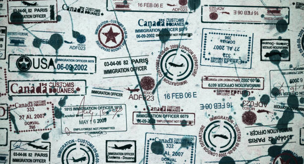 istock Travel background with visa stamps 1204342493