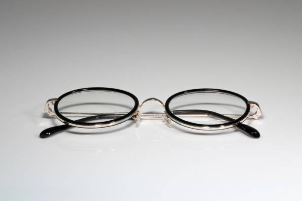 istock Black frame eye glasses on white background 1204345226