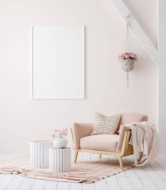 istock Mockup poster frame in warm vintage interior background 1204347129