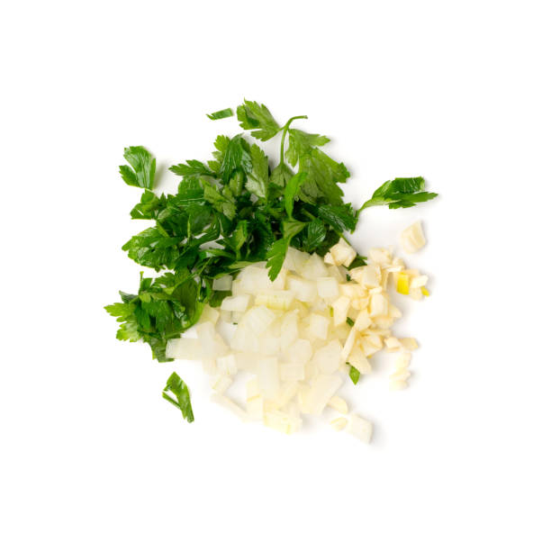 istock Fresh Green Chopped Parsley Leaves Isolated on White Background 1204350619