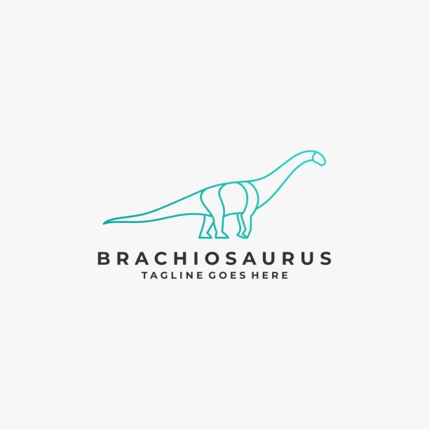 ilustrações, clipart, desenhos animados e ícones de ilustração vetorial brontosaurus line art style. - fossil fuel