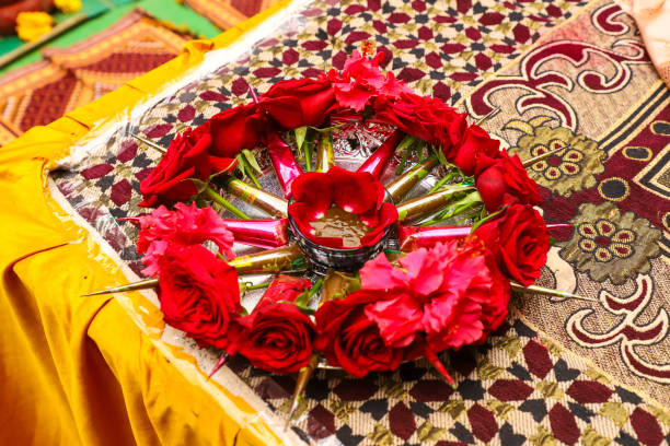 istock Traditional  wedding ceremony in Hinduism : puja thali and Decoration 1204355441
