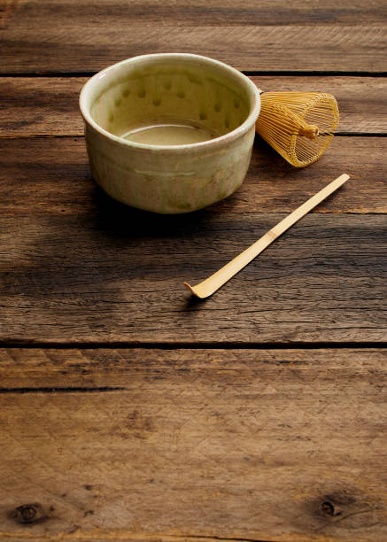 istock Green tea accessories on wooden table Japanese style. 1204356326