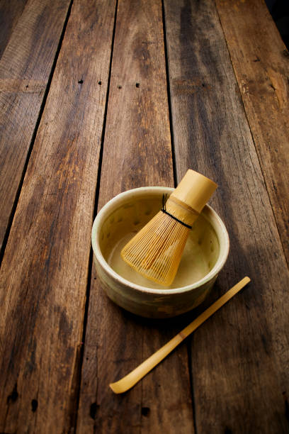 istock Green tea accessories on wooden table Japanese style. 1204356343