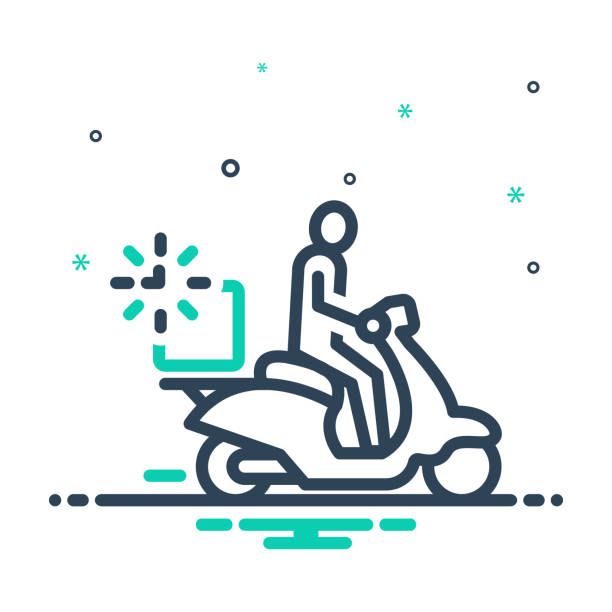 Immediately straightaway Icon for immediately, straightaway, instantly, anon, apace, at once, quickly, hastily, nimbly, delivery, scooter nimbly stock illustrations