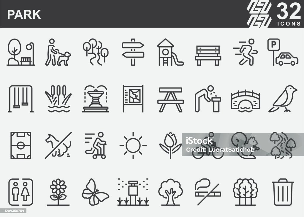Park Line Icons Icon stock vector