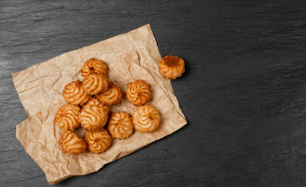 istock Natural baked coconut cookies or cocoanut macaroons with coco chips 1204357682
