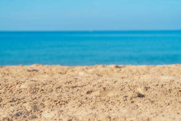 istock Tropical sea beach with sand, ocean and blue sky 1204359486
