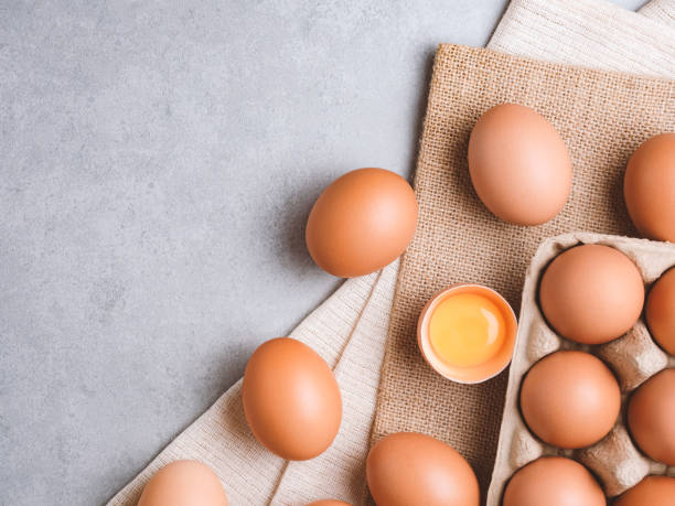 istock Organic chicken eggs food ingredients concept 1204360387