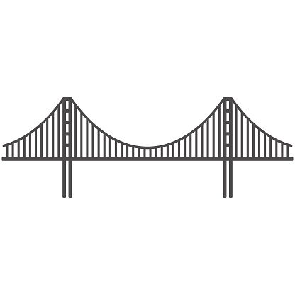 Golden gate bridge icon in flat style.Vector illustration.