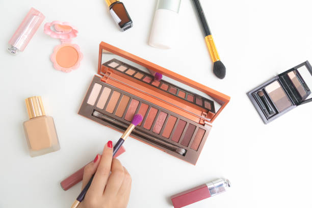 istock Beautiful colorful eyeshadow palette. Tool for makeup artist. 1204362236