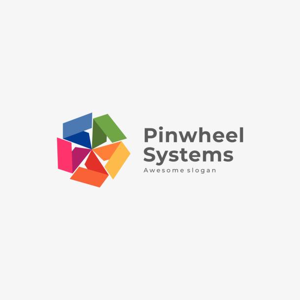 ilustrações, clipart, desenhos animados e ícones de ilustração vetorial pinwheel systems estilo colorido. - color swatch illustrations