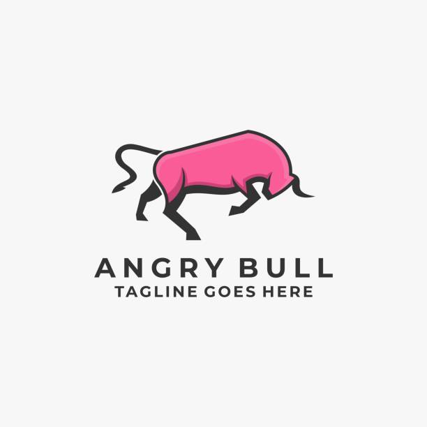 вектор иллюстрация angry bull талисман мультфильм стиль. - snorting stock illustrations