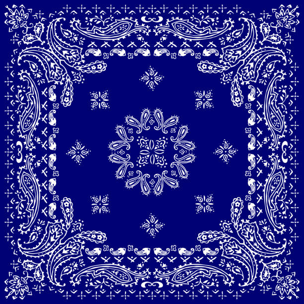 Paisley textile pattern vector illustration for bandana , scarf etc. Paisley textile pattern vector illustration for bandana , scarf etc. グラフィックプリント stock illustrations