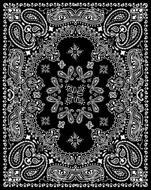 Paisley textile pattern vector illustration for bandana , scarf etc. Paisley textile pattern vector illustration for bandana , scarf etc. グラフィックプリント stock illustrations