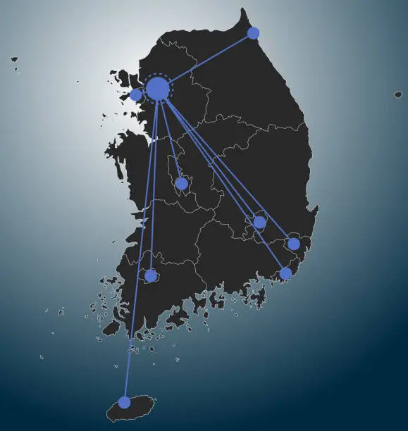 Vector illustration of Seoul Headquarter, A Map Of Korea