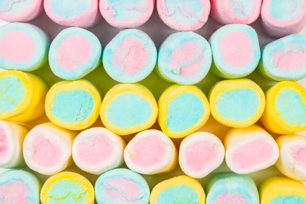 istock Colorful tasty marshmallow background. 1204370372