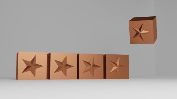 istock 5 golden stars for costumer satisfaction, 3d illustration 1204370429