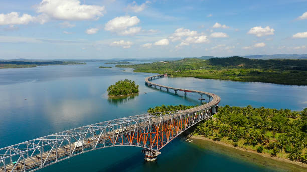 The San Juanico Bridge, view from Leyte, towards Samar. Philippines
