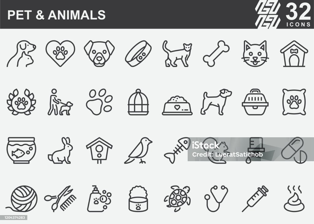 Pet and Animals Line Icons Icon stock vector