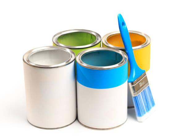 istock set of Cans with color paint isolated on white background - Image 1204375253