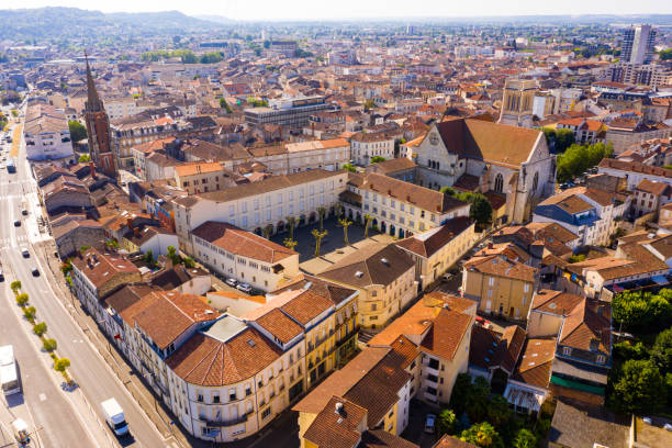istock Aerial view of Agen with Cathedral 1204377595