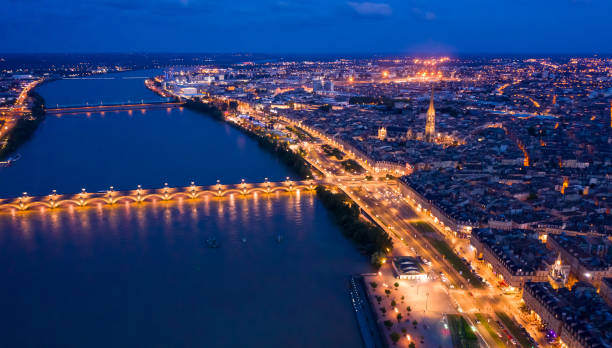 istock Illuminated Bordeaux city at night 1204377664