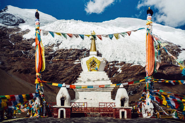 Tibetian shrine in the Himalayas stock photo