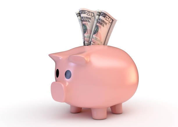 istock Piggy Bank With Dollar Banknotes 1204378959