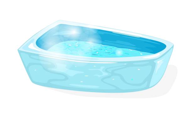 istock Blue shiny bath with water. Bathroom, washroom interior object for home, hotel, wellness center 1204379501