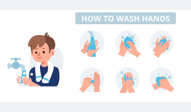 mycie rąk - washing hand stock illustrations