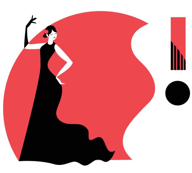 ilustrações de stock, clip art, desenhos animados e ícones de woman dancing flamenco and guitar vector illustration - computer graphic image women national landmark