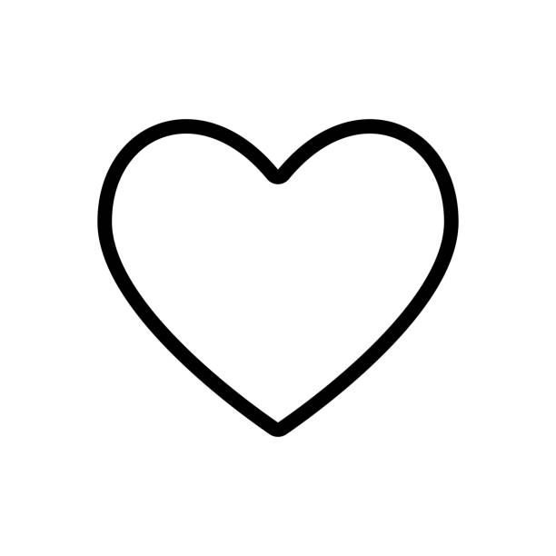 kullanılabilir kontur. beyaz arka planda yalıtılmış siyah kalp çizgisi simgesi. - kalp şekli stock illustrations