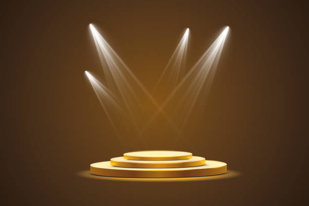 Collection of stage lighting, catwalk or platform, transparent effects. Bright lighting with spotlights. Light effect. Projector. Collection of stage lighting, catwalk or platform, transparent effects. Bright lighting with spotlights. Light effect. Projector runway condition stock illustrations