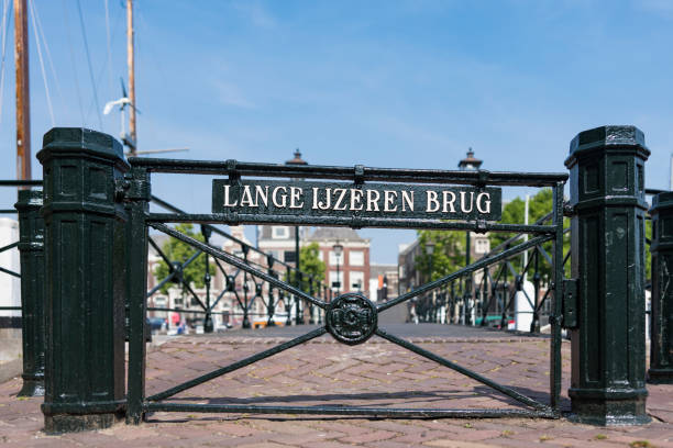 Iron bridge called Long Iron Bridge.  Dordrecht, The Netherlands Monumental bridge in Dordrecht, Holland, over river Nieuwe Haven. dordrecht stock pictures, royalty-free photos & images