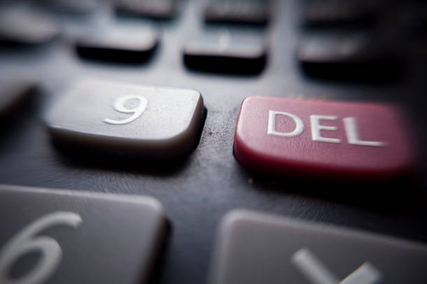 istock Calculator buttons macro shot details 1204390889