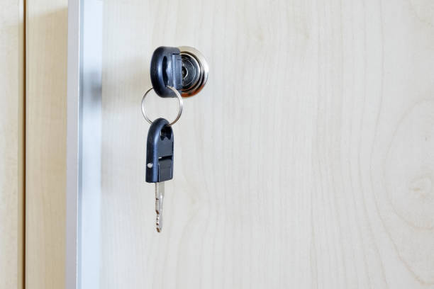 istock Key in office cabinet drawer lock 1204391041