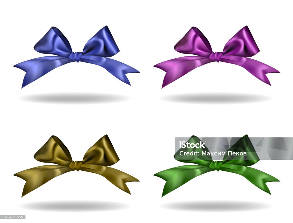 Bow Vector Side Realistic Image Of Bows Side View Set Of Four Different Bows On A White ...