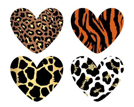 Hearts With Animal Print Template For Valentines Day And Greeting Card  Backgrounds Stock Illustration - Download Image Now - iStock