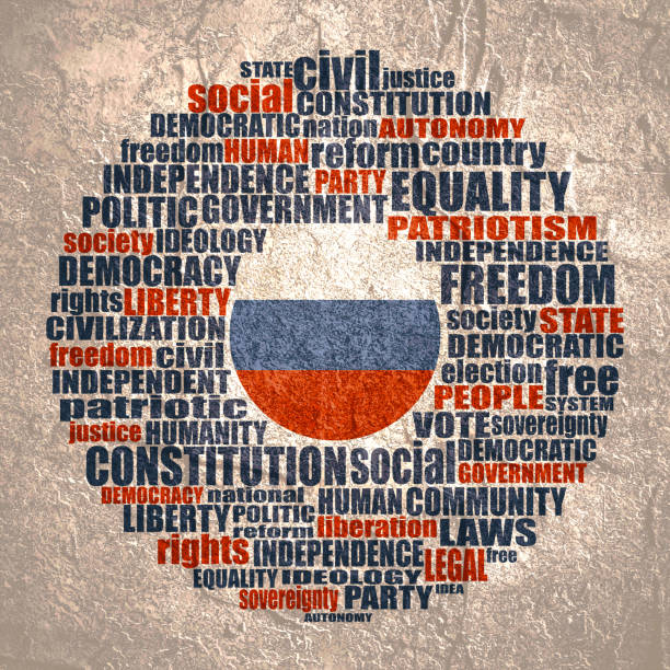 Democracy tags cloud concept Word cloud with words related to politics, government, parliamentary democracy and political life. Flag of the Russia. настойка прополиса с молоком на ночь stock illustrations