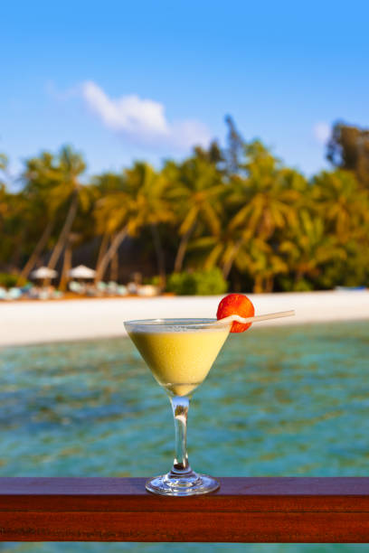 istock Fruit cocktail on Maldives beach 1204411260