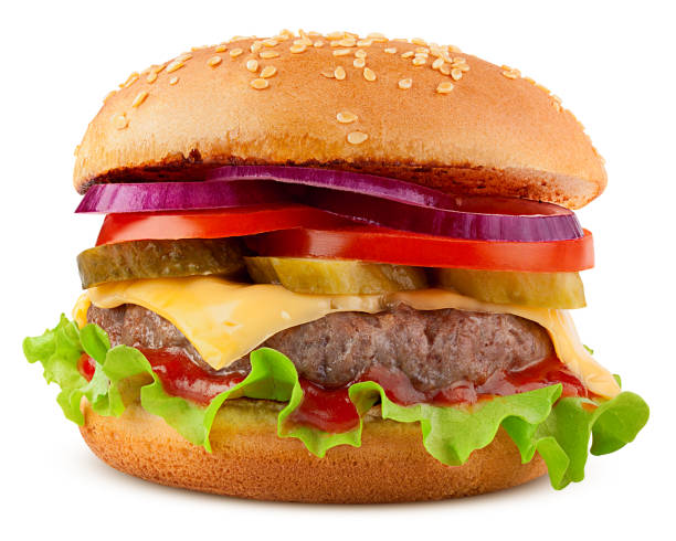 istock delicious fast food, burger, hamburger, cheeseburger, isolated on white background, full depth of field, clipping path 1204417294