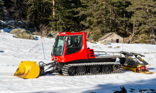 istock view of a red snow groomer 1204421925