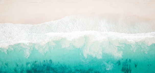 Paradise Beach and Waves from above drone shot aerial view