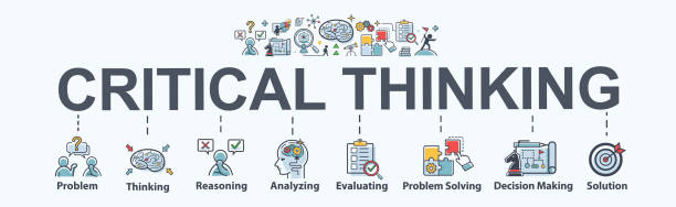 Critical thinking banner web icon for problem solving, creative, thinking, reasoning, analyzing, decision making and solution. Minimal vector cartoon infographic. Critical thinking banner web icon for problem solving, creative, thinking, reasoning, analyzing, decision making and solution. Minimal vector cartoon infographic. elementary student pointing stock illustrations