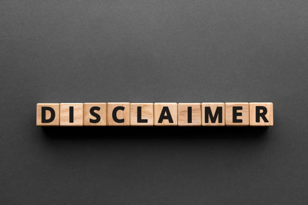 Disclaimer - words from wooden blocks with letters stock photo