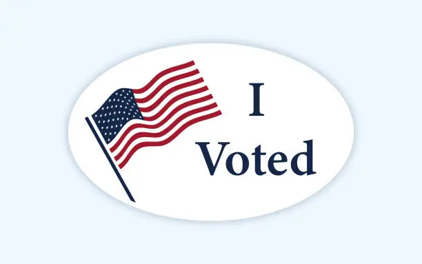 Vector illustration of I voted sticker with us american flag.