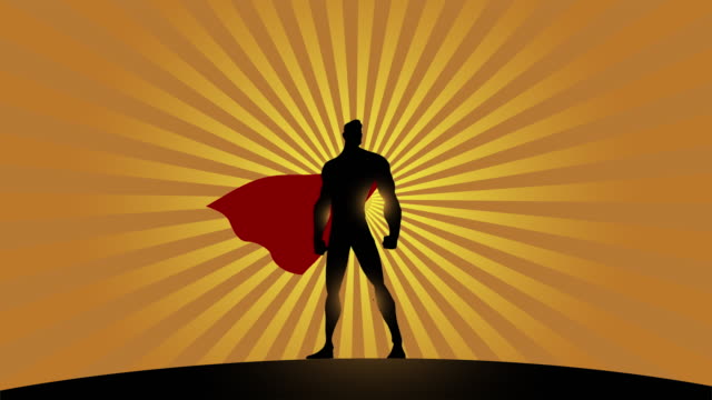 Loopable Superhero Silhouette with Waving Cape Animation Video