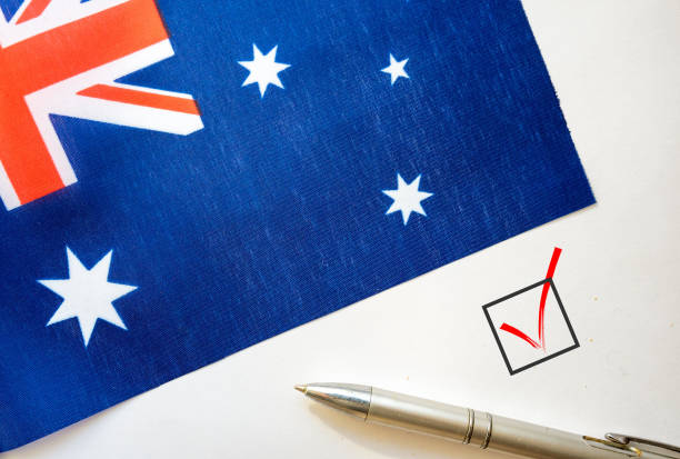 istock Flag of Australia and check mark 1204431620